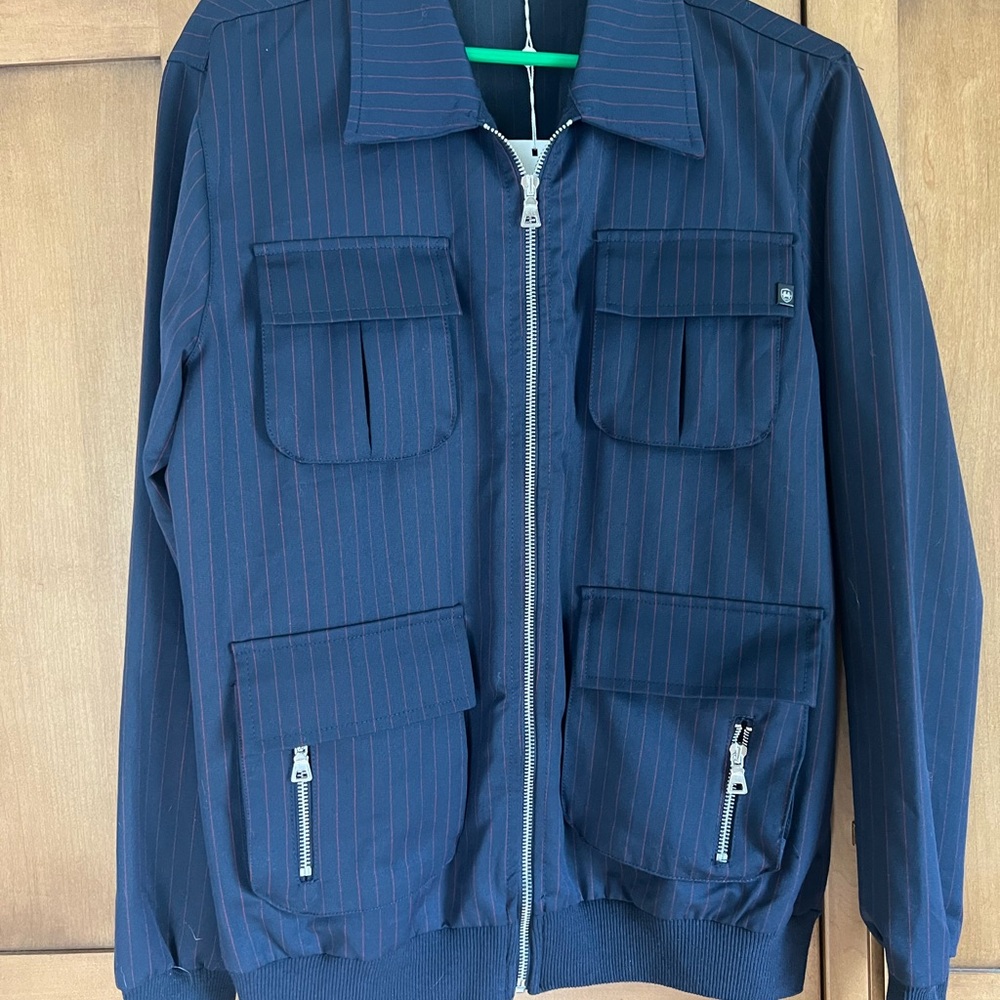 NWT Ron Tomson Blue w/ Red Striped Men's Jacket